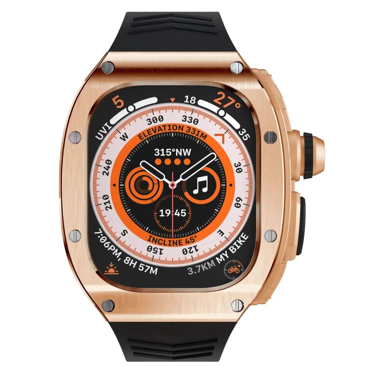 Boîtier en acier inoxydable Xyra et bracelet en silicone pour Apple Watch Ultra | Lersk