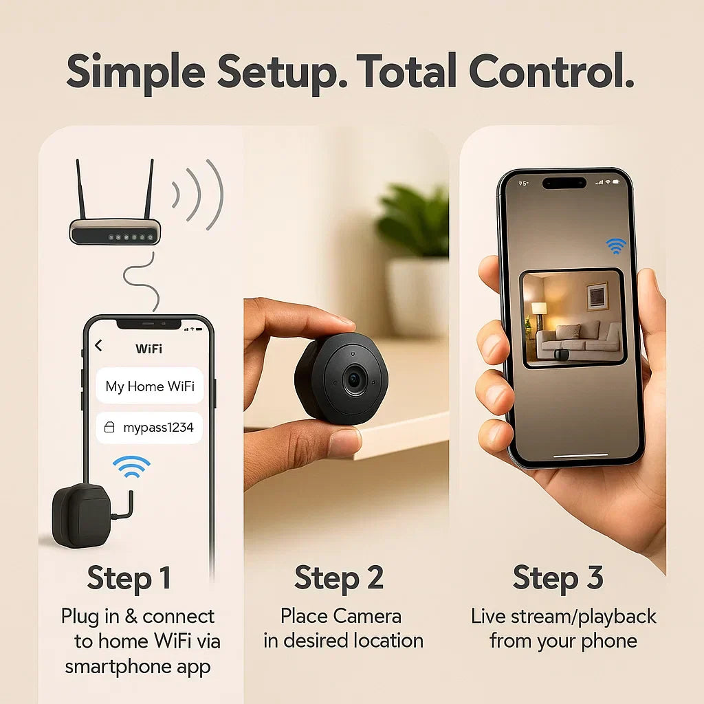 Cámara de Seguridad Mini WiFi Nexara 1080P HD Visión Nocturna 30 Pies Audio Bidireccional | Lersk
