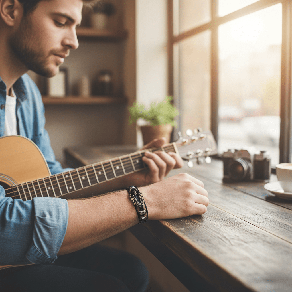 AXECHORD Guitar Leather Bracelet With Vintage-Inspired Design For Everyday Style | Lersk