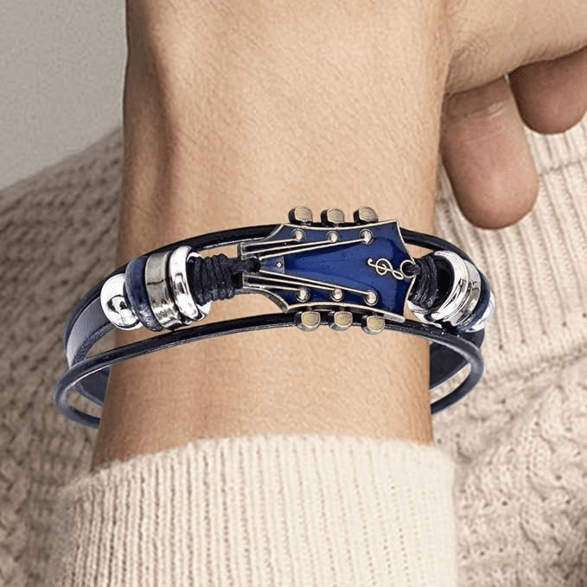 AXECHORD Guitar Leather Bracelet With Vintage-Inspired Design For Everyday Style | Lersk