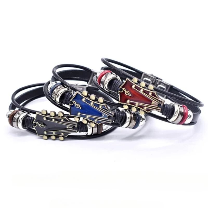 AXECHORD Guitar Leather Bracelet With Vintage-Inspired Design For Everyday Style | Lersk