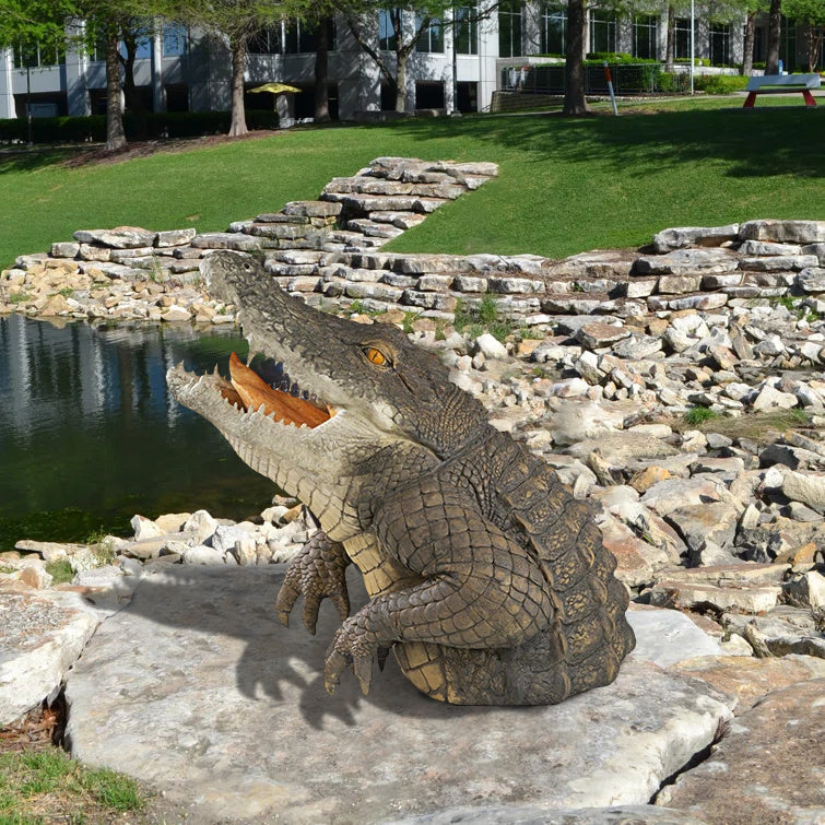 Garten-Sumpf-Alligator-Statue für Außenbereich, Gartendekoration und Gartenornament-Ausstellungskunst | Lersk