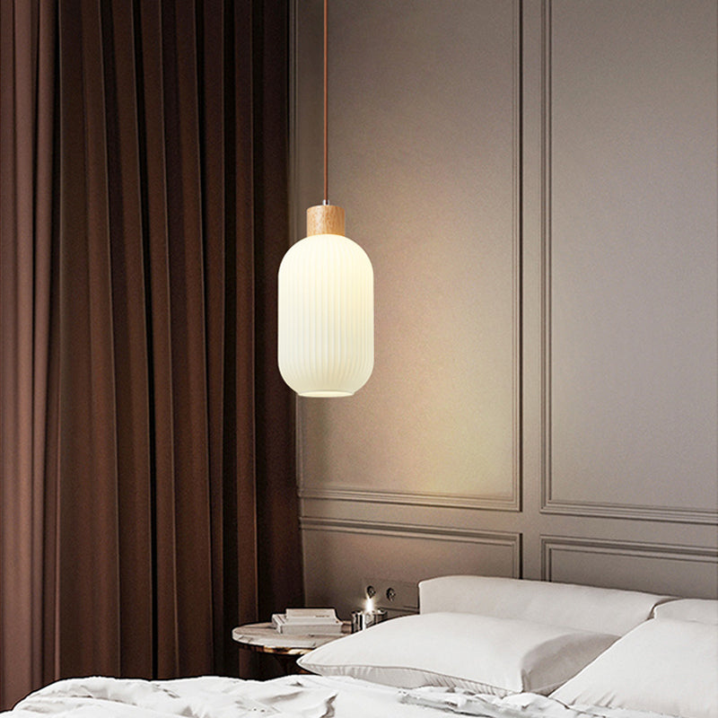 TimberGlow Wood and Glass Pendant Lamp with LED Lighting | Lersk