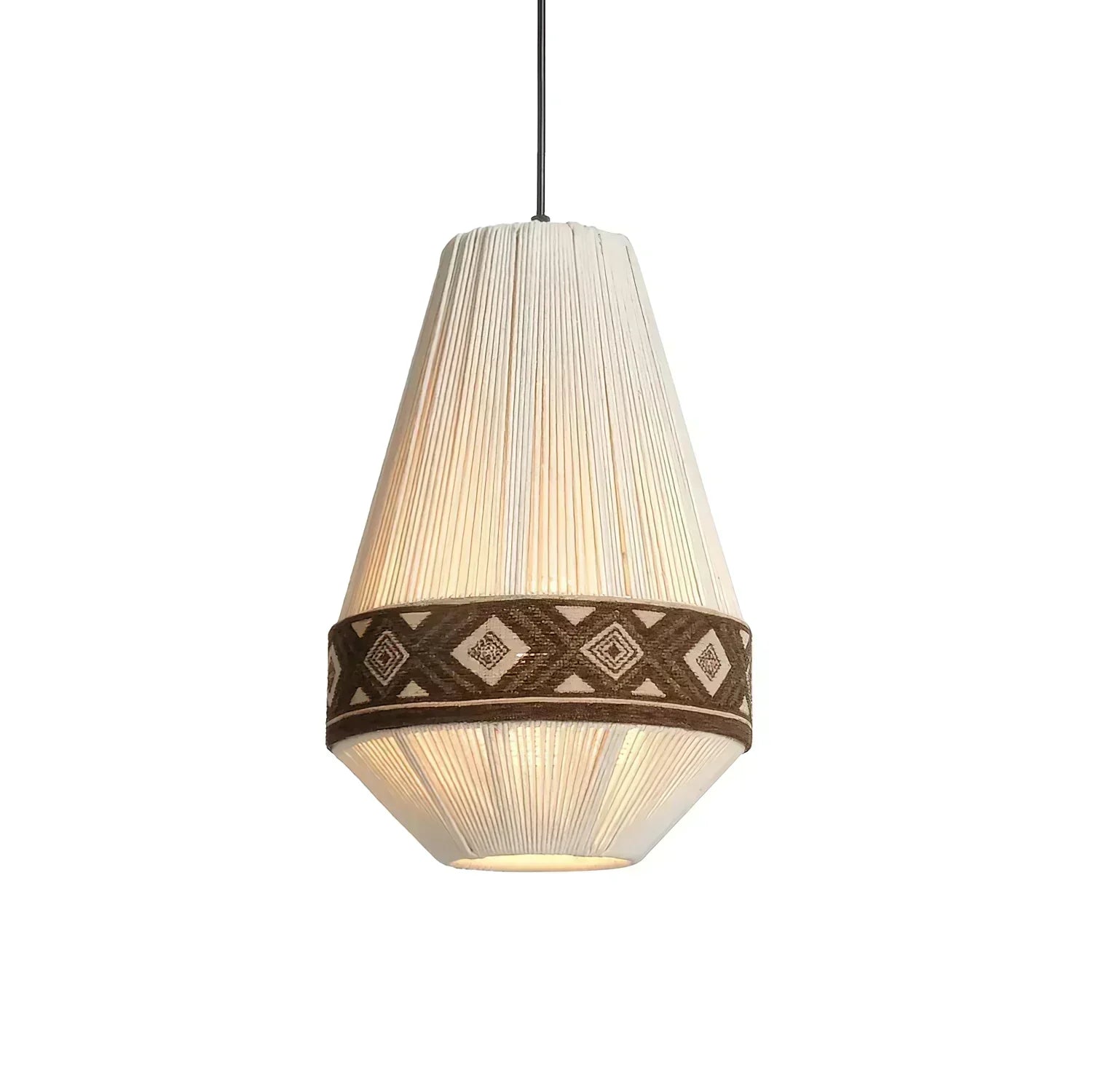 Závěsná lampa Astraea Boho s třásněmi a geometrickým vzorem | Lersk