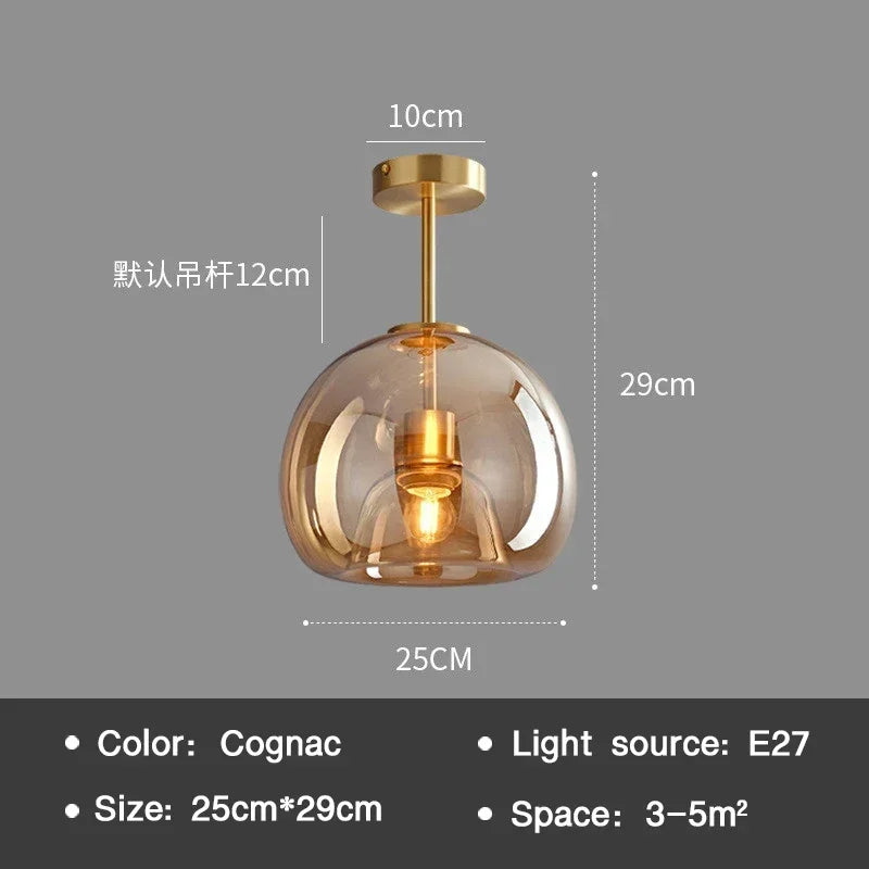 Elegante nordische Cognacglas-LED-Deckenleuchte für den Essbereich | Lersk