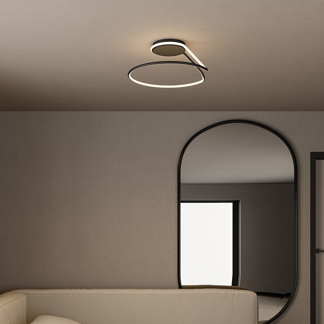 AuroraHalo Luminária de Teto LED Regulável Anel Moderno Living | Lersk