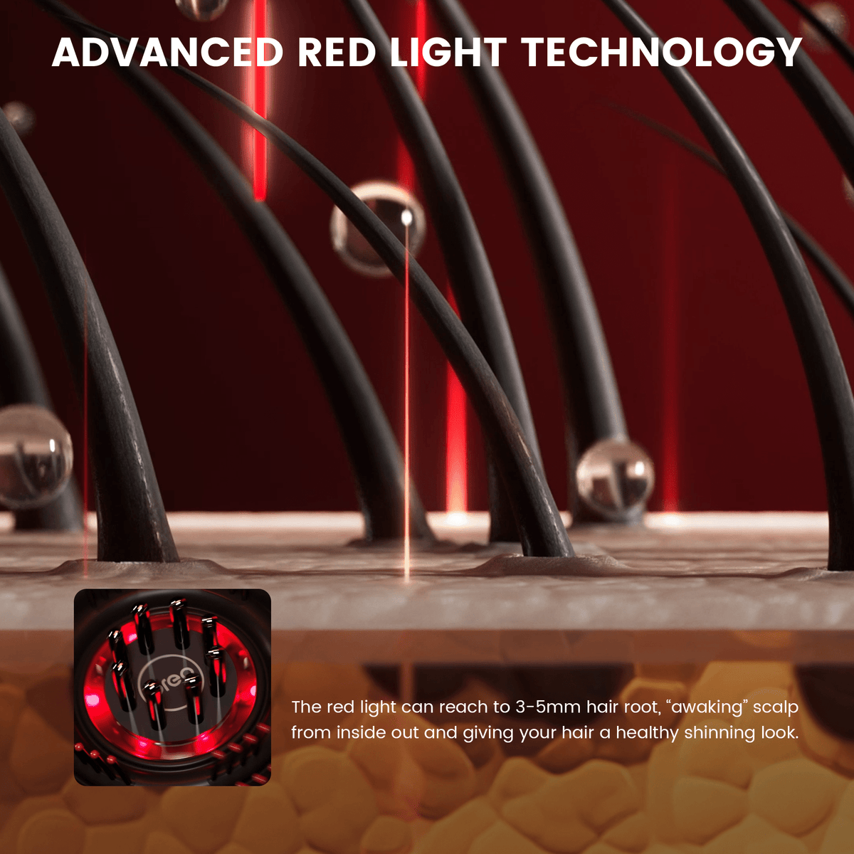 NovaPulse Cordless Scalp Massager With Red Light Therapy For Hair Growth