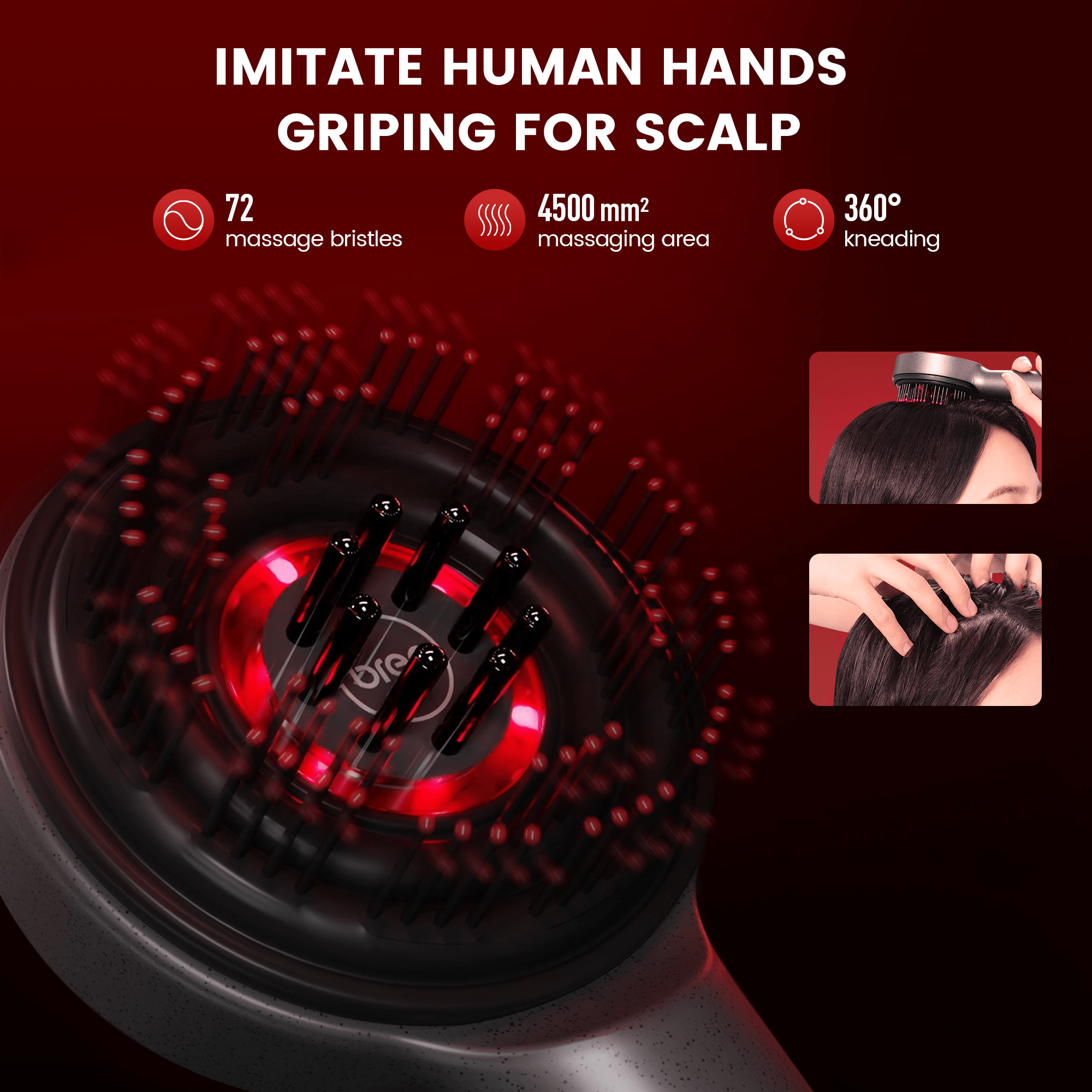 NovaPulse bezdrátový masážní přístroj na pokožku hlavy s červenou světelnou terapií pro růst vlasů | Lersk