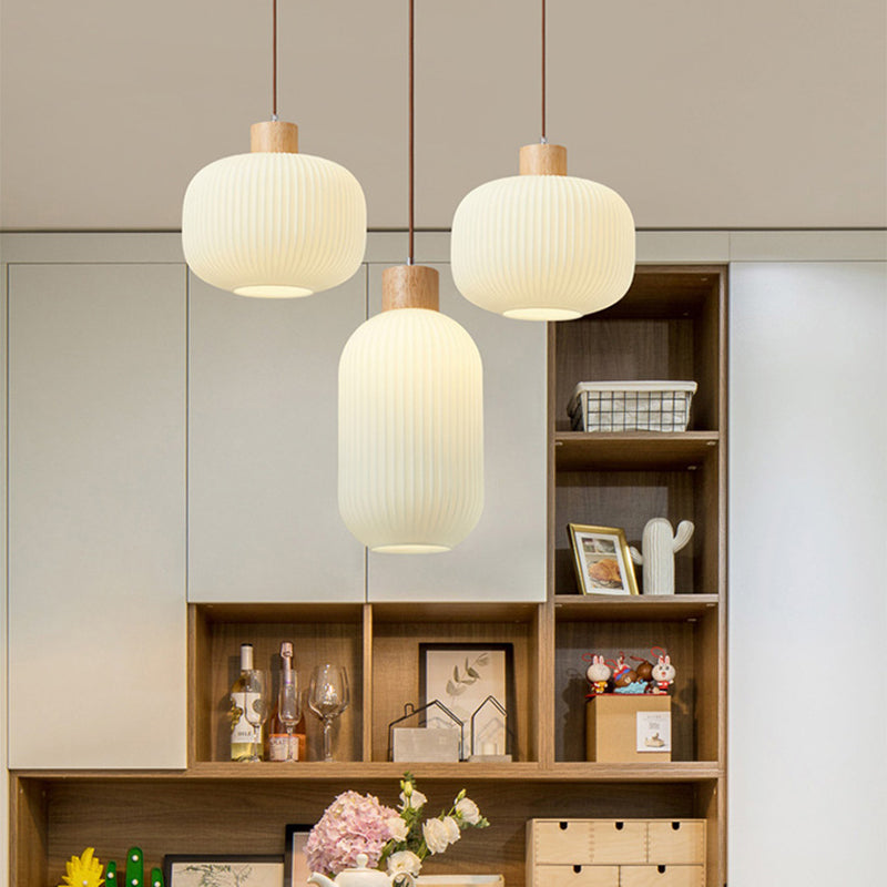 TimberGlow Wood and Glass Pendant Lamp with LED Lighting | Lersk