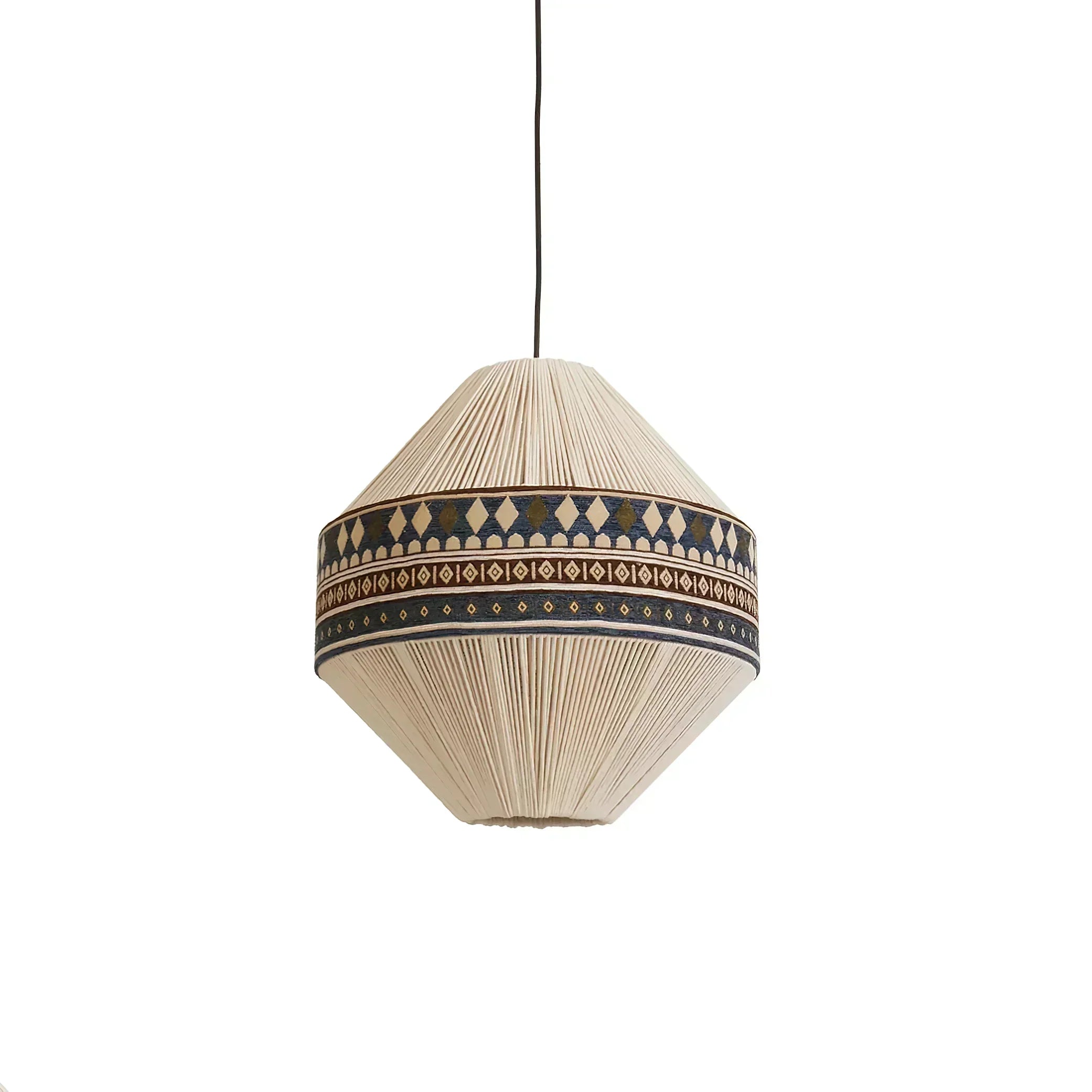 Závěsná lampa Astraea Boho s třásněmi a geometrickým vzorem | Lersk