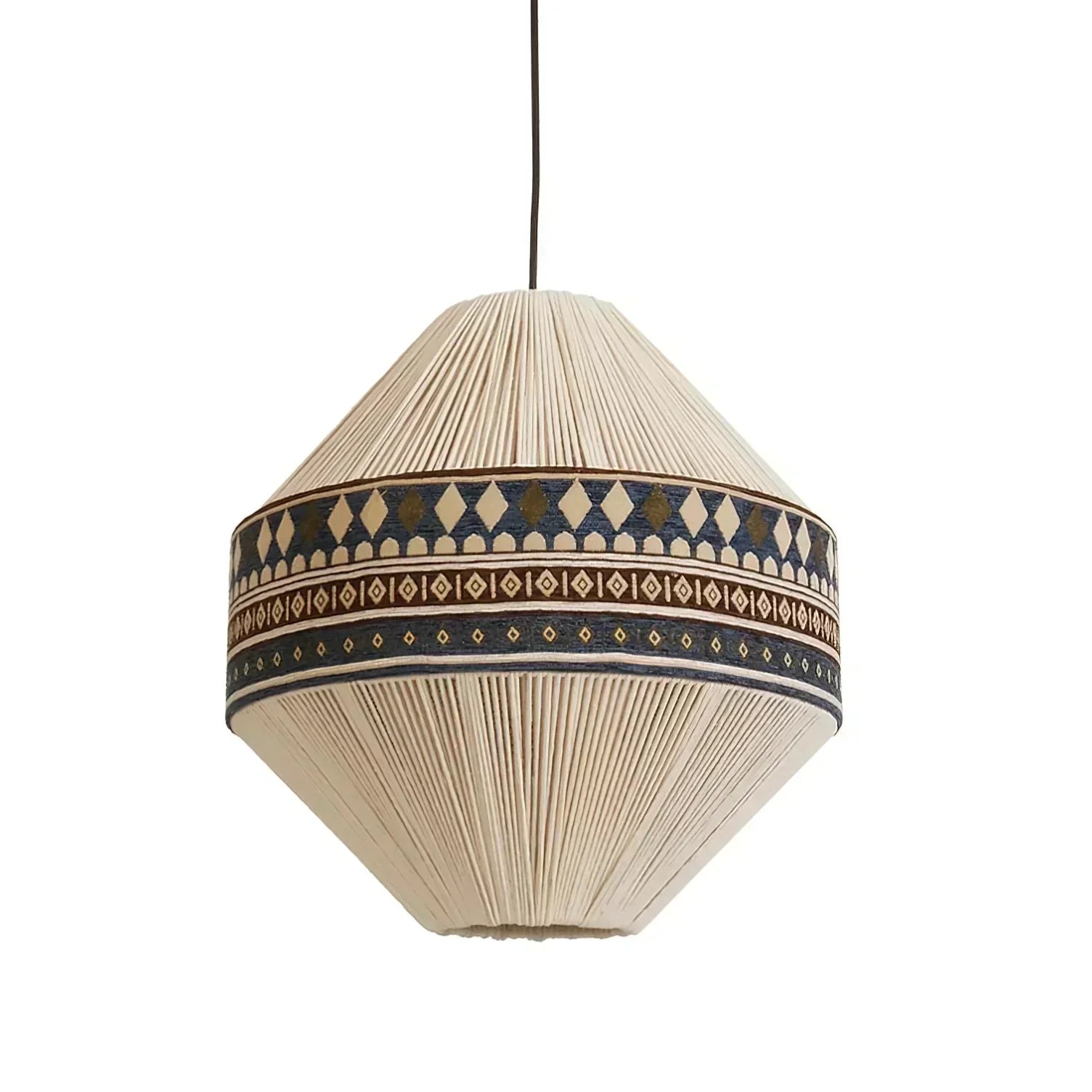 Závěsná lampa Astraea Boho s třásněmi a geometrickým vzorem | Lersk