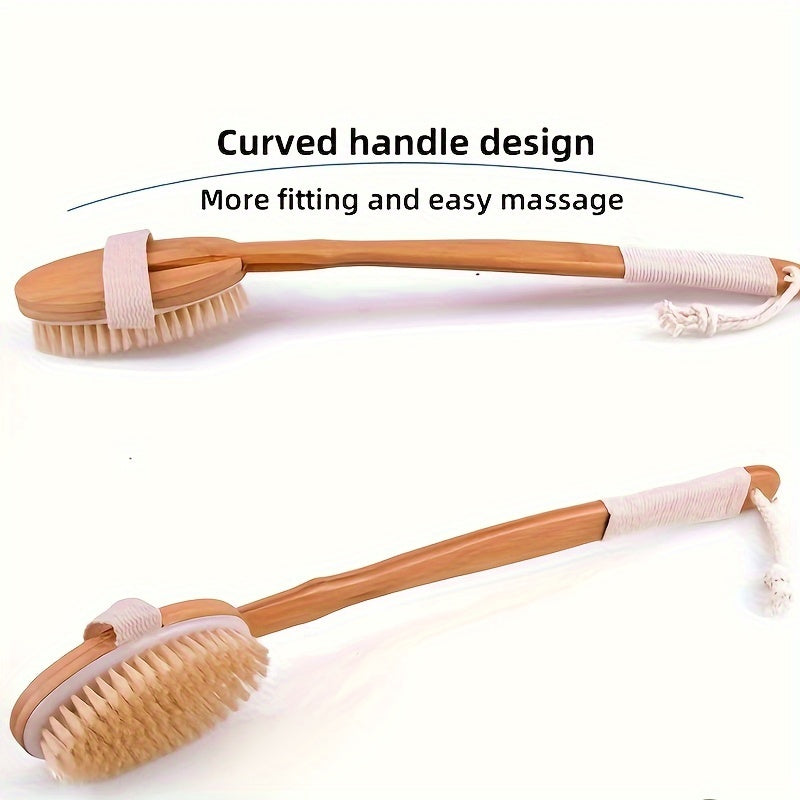 Esponja de limpieza con cerdas de jabalí para ducha con mango largo de madera Cepillo de baño con cerdas suaves y naturales | Lersk
