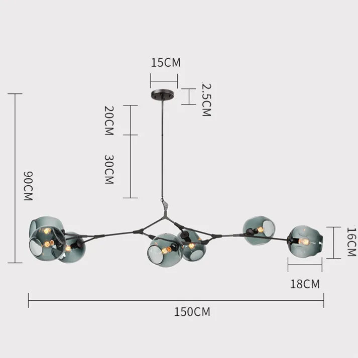 LustraNova Glass Bubble Pendant Light With Branching Arms Ambient Lighting | Lersk