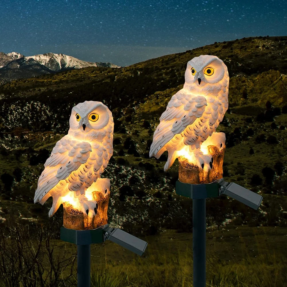 Conjunto de Coruja Solar LED para Jardim Encantado, Exterior, para Pátio, Caminho e Iluminação de Jardim | Lersk