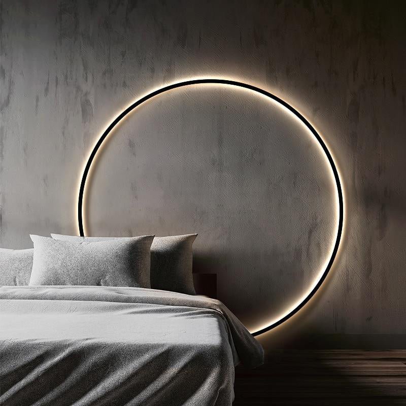 Solformet rund væglampe elegant moderne minimalistisk belysning til stuer | Lersk