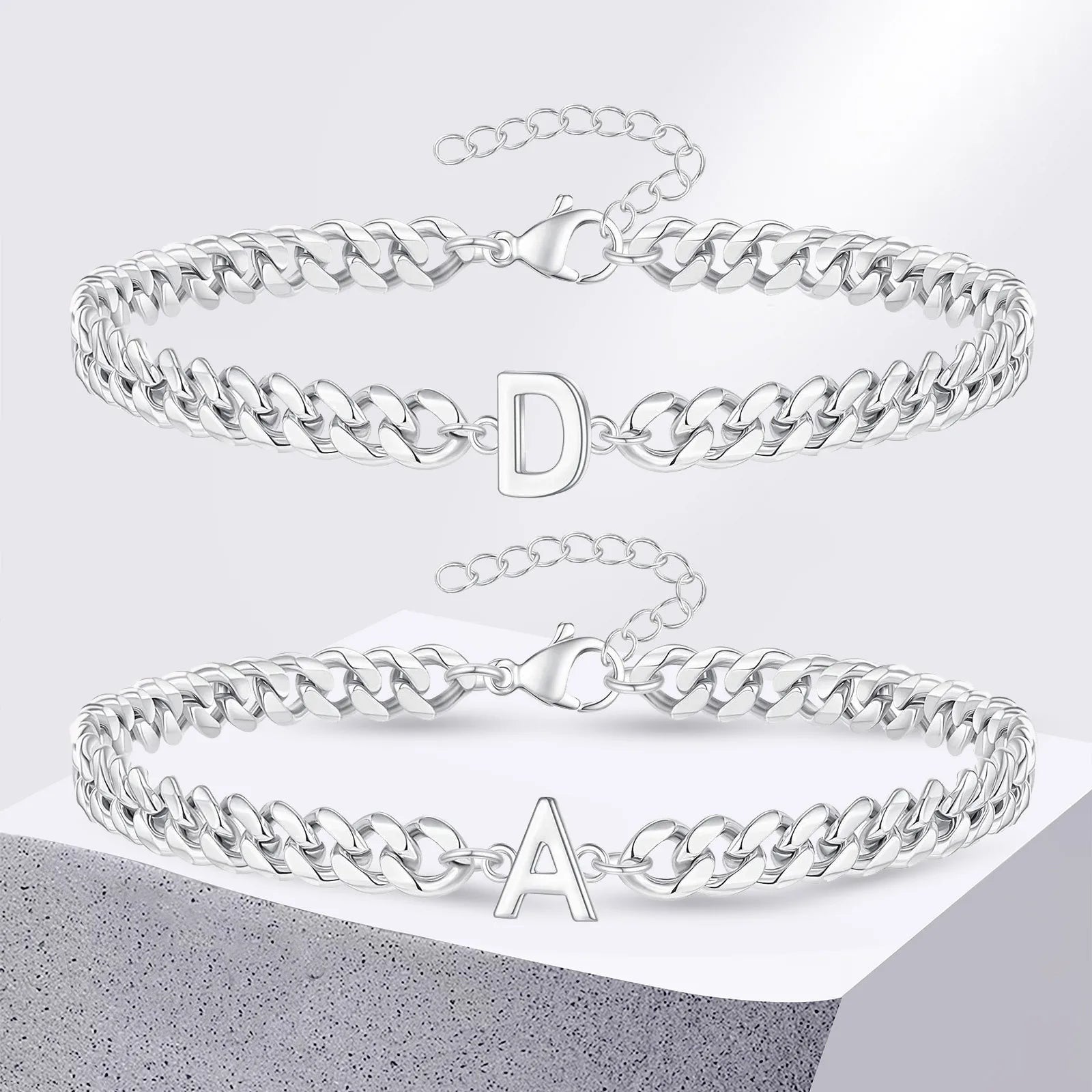 Partner-Armband mit Buchstabeninitialen im kubanischen Stil | Lersk