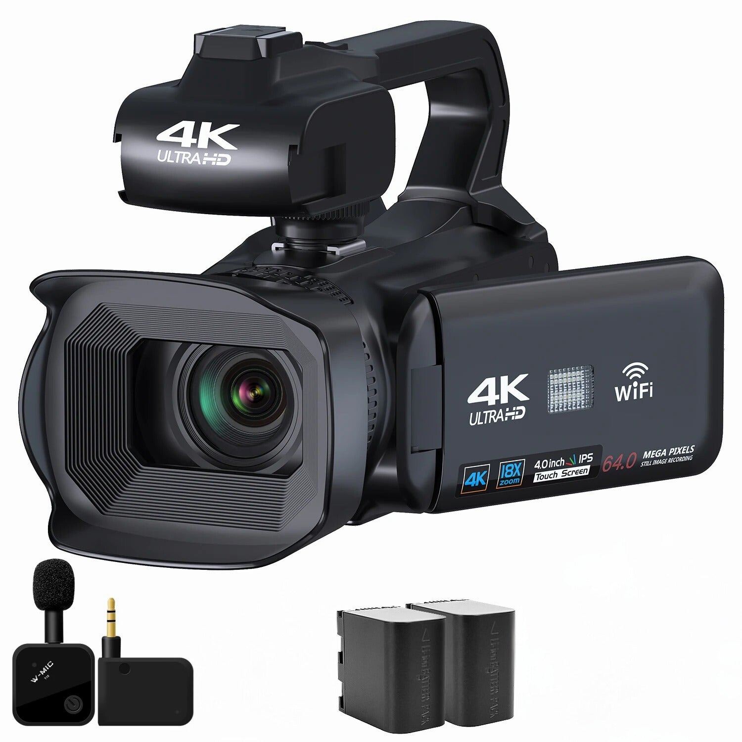NexaCam 4K Vlog Cam Rotating Touchscreen 18x Zoom Mic Input | Lersk