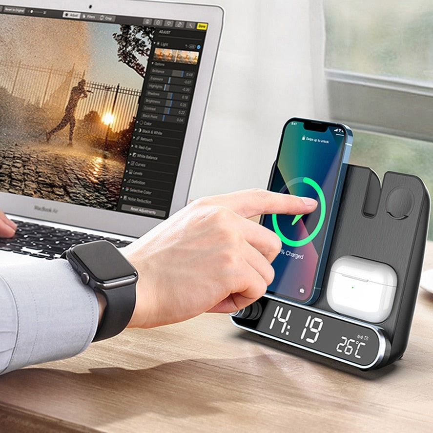 NovaLink 3-In-1 Wireless Charger and Alarm Clock for iPhone Apple Watch AirPods | Lersk