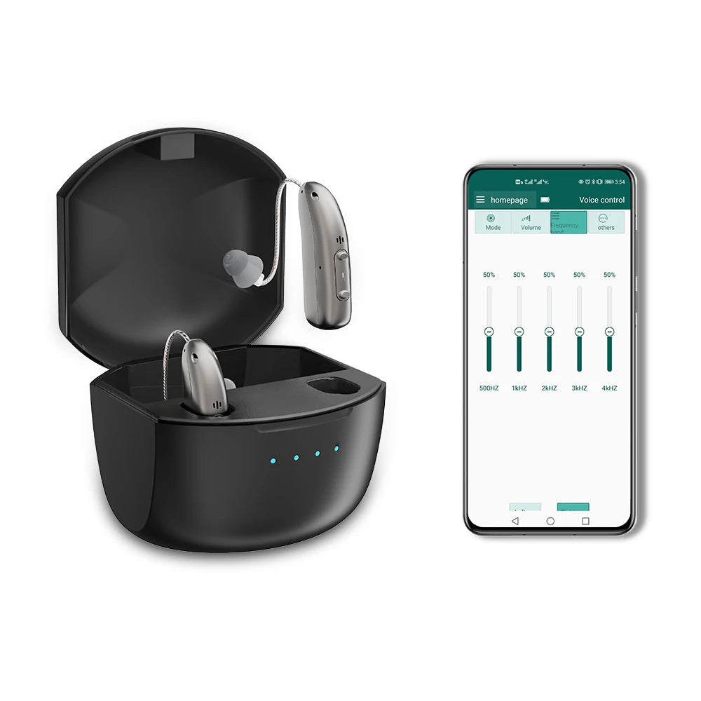 Genopladelige Bluetooth-høreapparater til ældre med appstyring og 4 lydindstillinger | Lersk