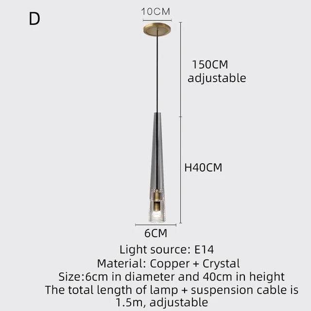 Asterra Premium Full Copper K9 Crystal LED Pendant Lights | Lersk