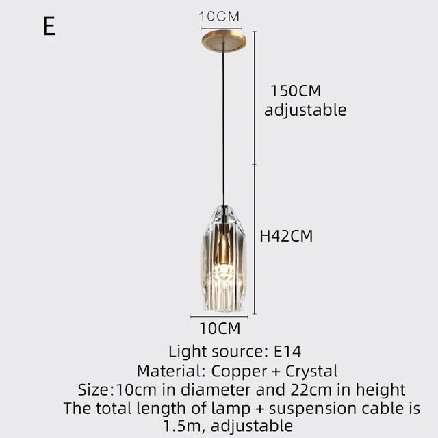 Asterra Premium Full Copper K9 Crystal LED Pendant Lights | Lersk