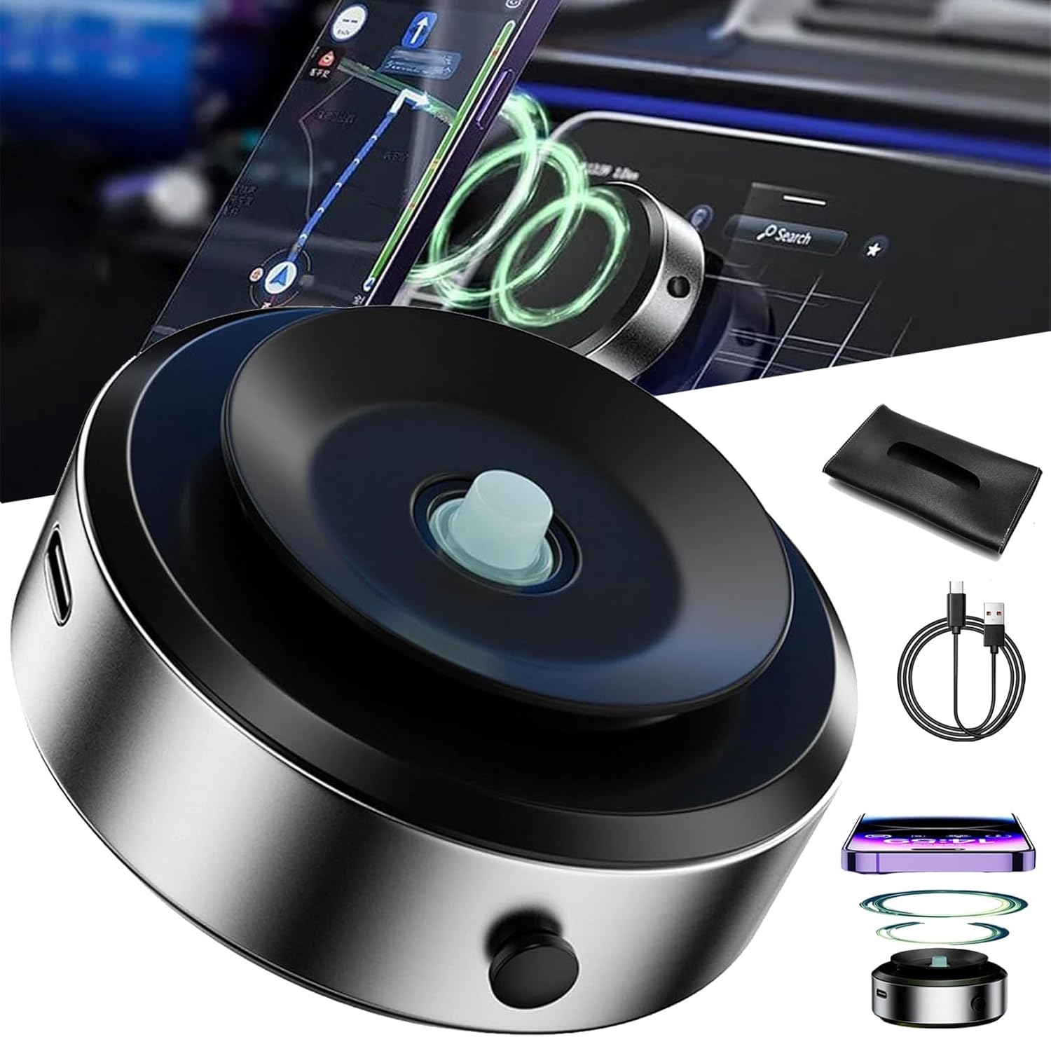Magnetic Car Phone Holder With Suction Cup Hands Free Secure Mount For Drivers | Lersk