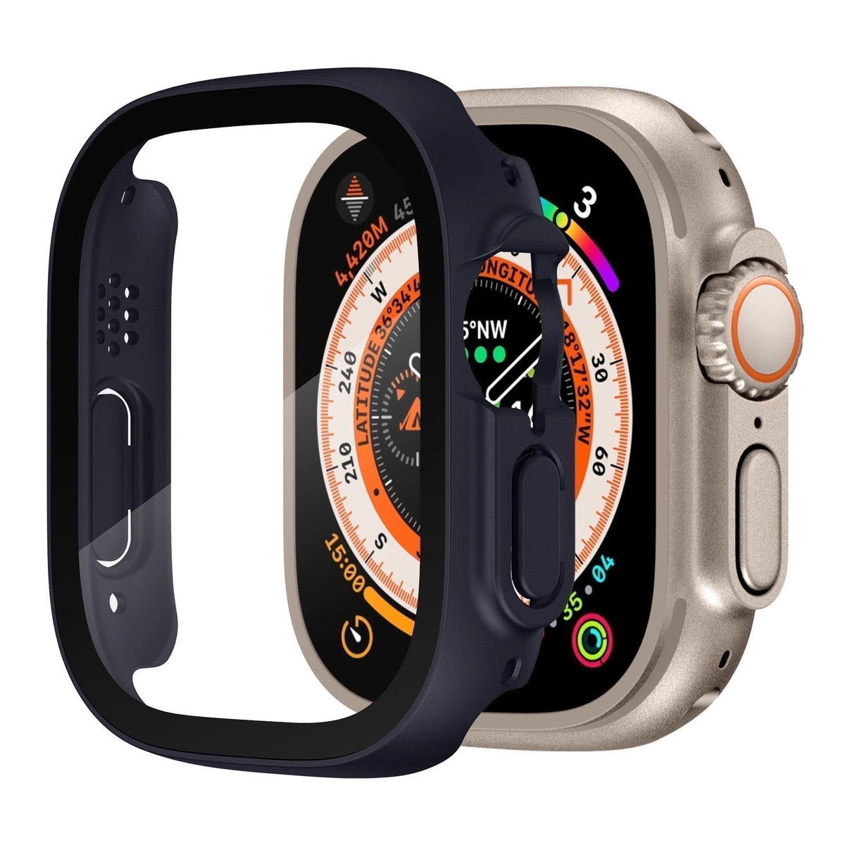 NovaGuard Apple Watch Ultra Case With Clear Tempered Glass Screen Protector