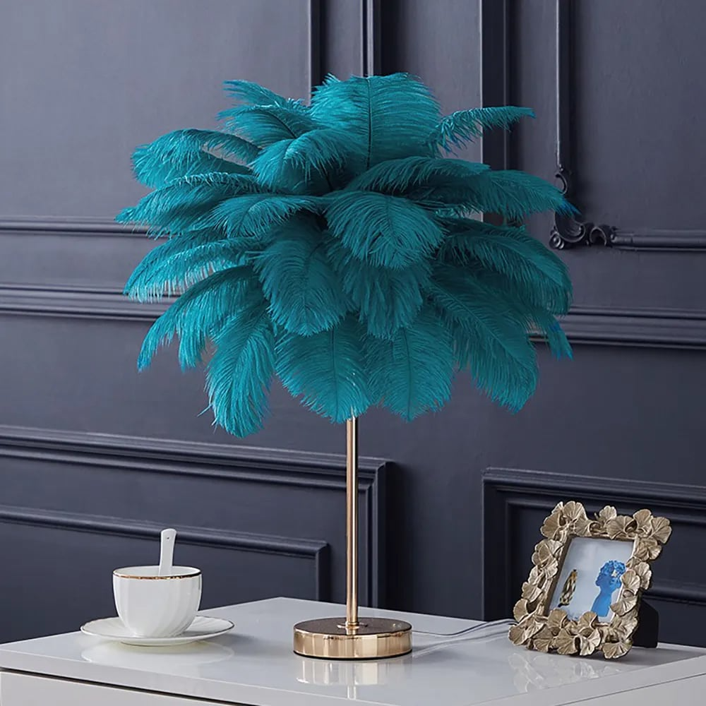Nyra Glow Gilded Feather Art Deco Gold Lux Table Lamp | Lersk