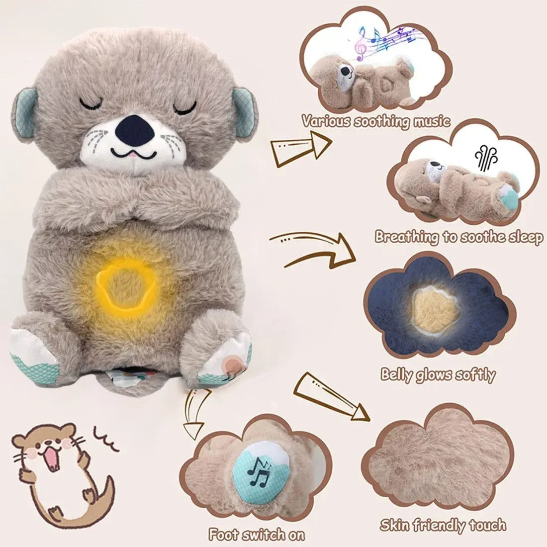 Baby Sleep Otter Plush Babies Calming Breathing Night Light | Lersk