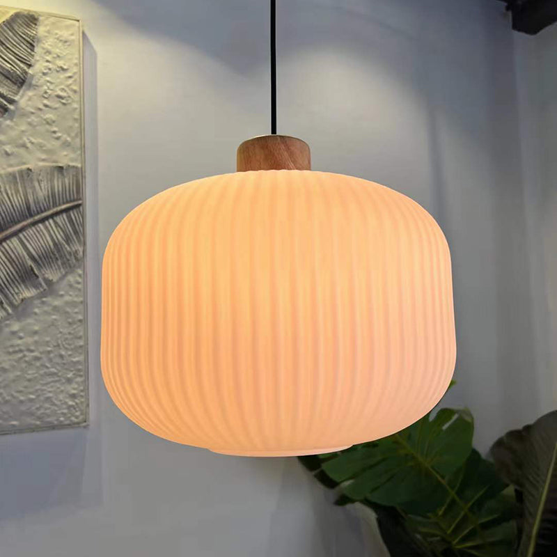 TimberGlow Wood and Glass Pendant Lamp with LED Lighting | Lersk
