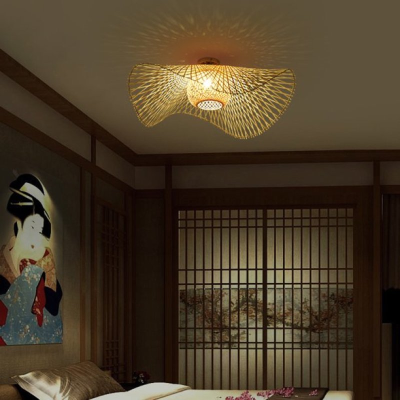 Nokari Boho závěsná lampa z ratanu japonského stylu s teplým světlem | Lersk