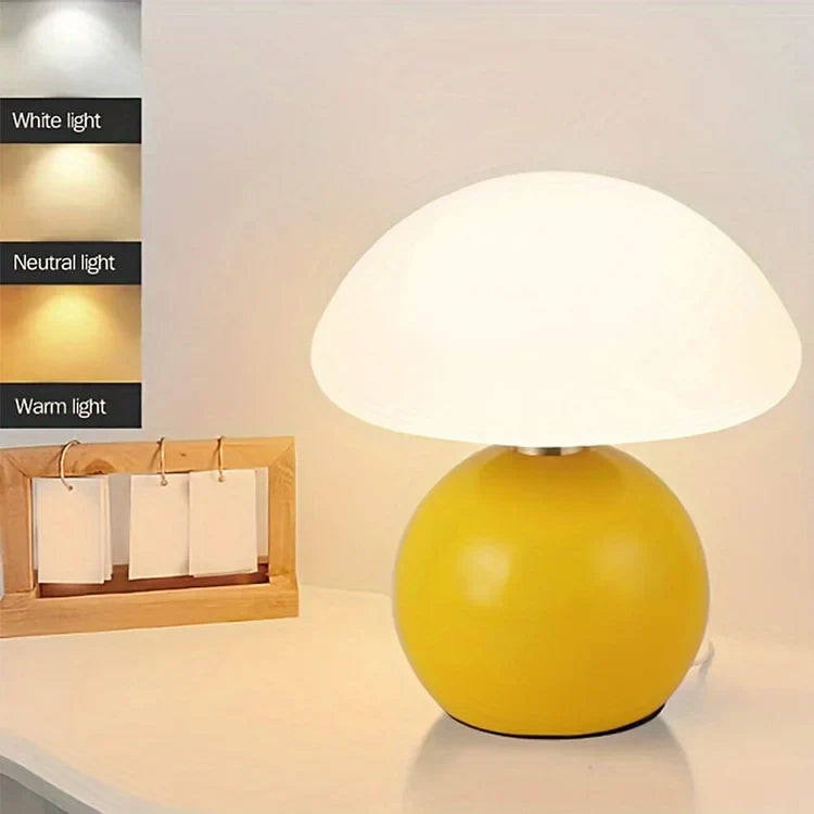 Calvryn Cream Mushroom Table Lamp in Vintage Bauhaus Style for Living Rooms | Lersk