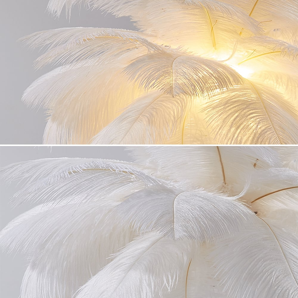 Nyra Glow Gilded Feather Art Deco Gold Lux Table Lamp | Lersk