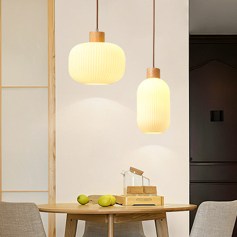TimberGlow Wood and Glass Pendant Lamp with LED Lighting | Lersk