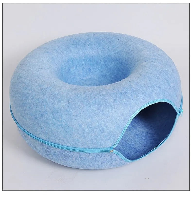 Grand tunnel-lit pour chat en forme de beignet confortable pour jouer et dormir | Lersk