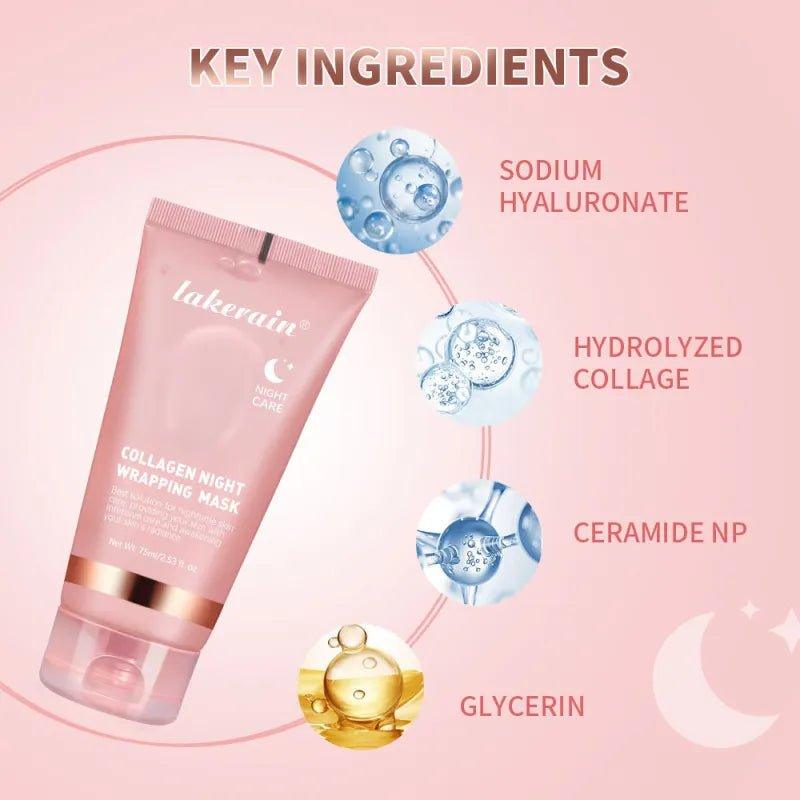 Collagen Natindpakningsmaske Fugt Ceramid Hudtyper | Lersk