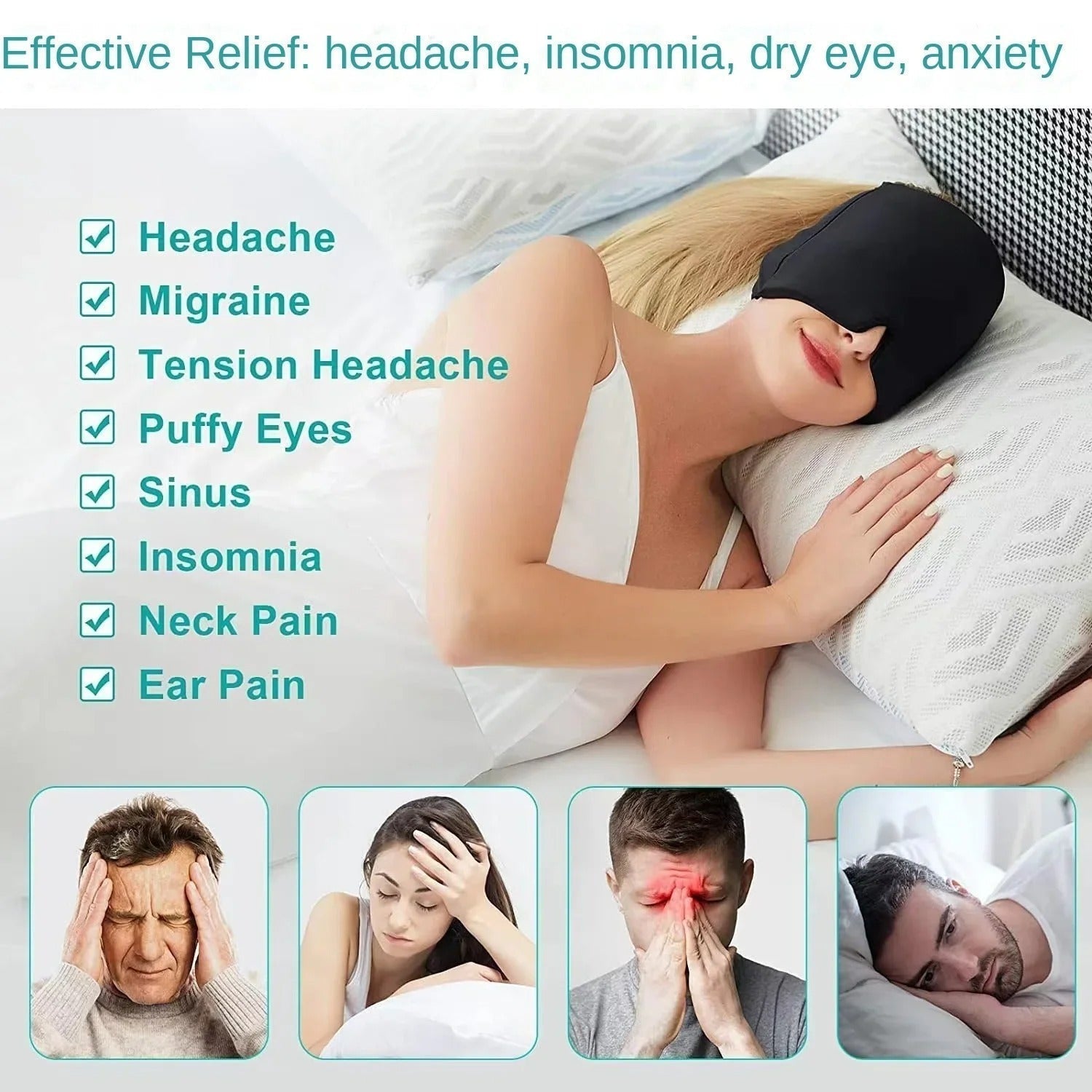 Bandeau Tête Thérapie Froid Infusé au Gel pour Soulagement de la Migraine | Lersk