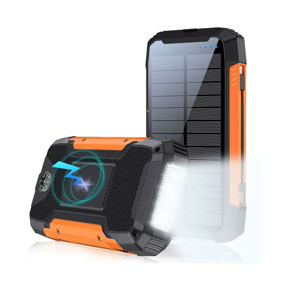 EclipseVolt 30.000mAh vandtæt solcelle-powerbank med 2 USB-porte og 5W Qi-pude | Lersk
