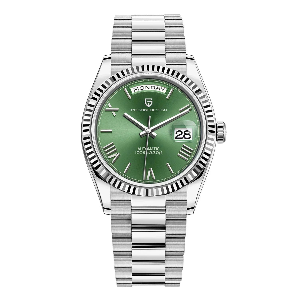 NovaVale Elite Automatic Stainless Steel Watch With Calendar