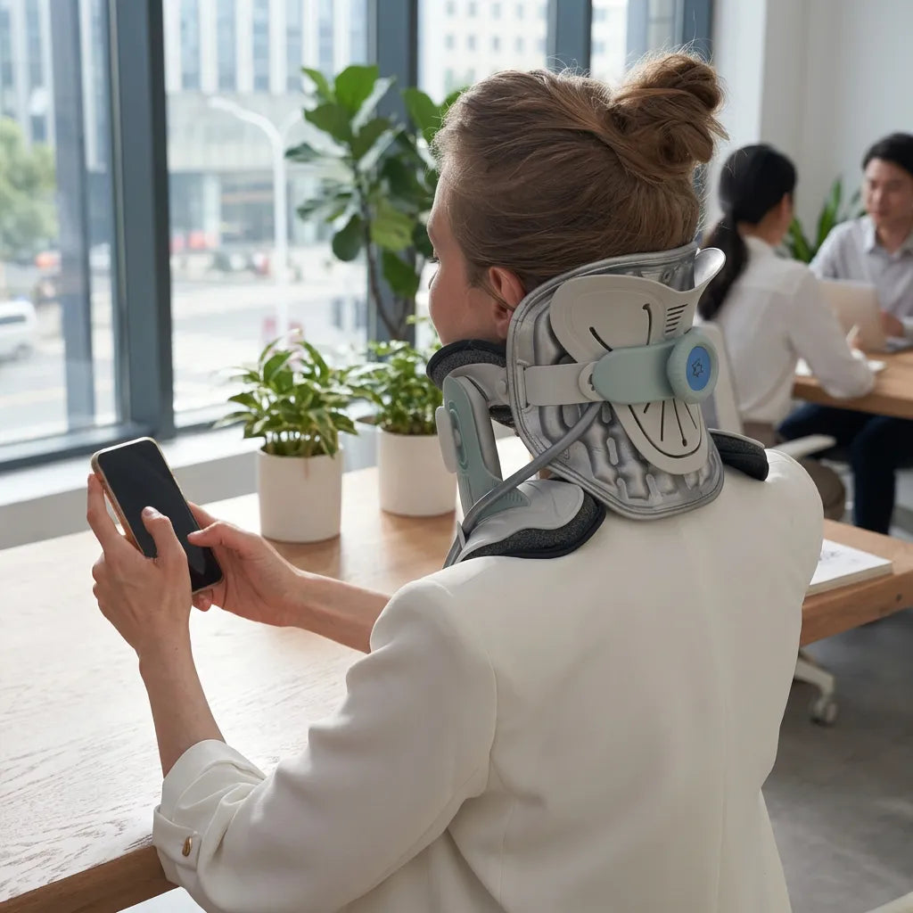 8 Havalı Odacıklı Şişirilebilir Boyun Çekme Yaka, Günlük Konfor için 26° Ergonomik Esneme | Lersk