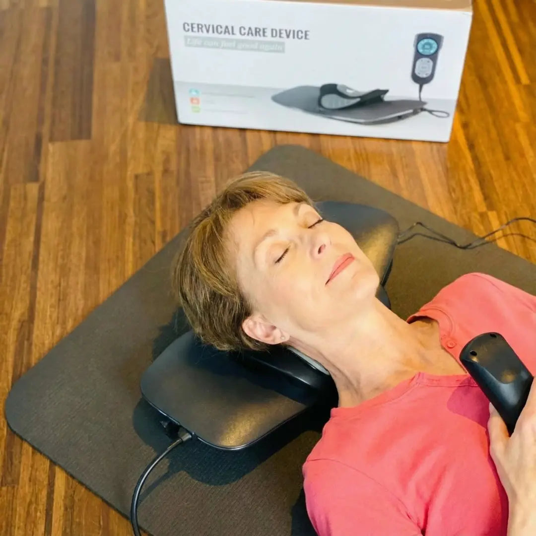 Smart Cervical Traction Device with Heat, EMS, Red Light & Magnetic Comfort for Daily Neck Relief | Lersk