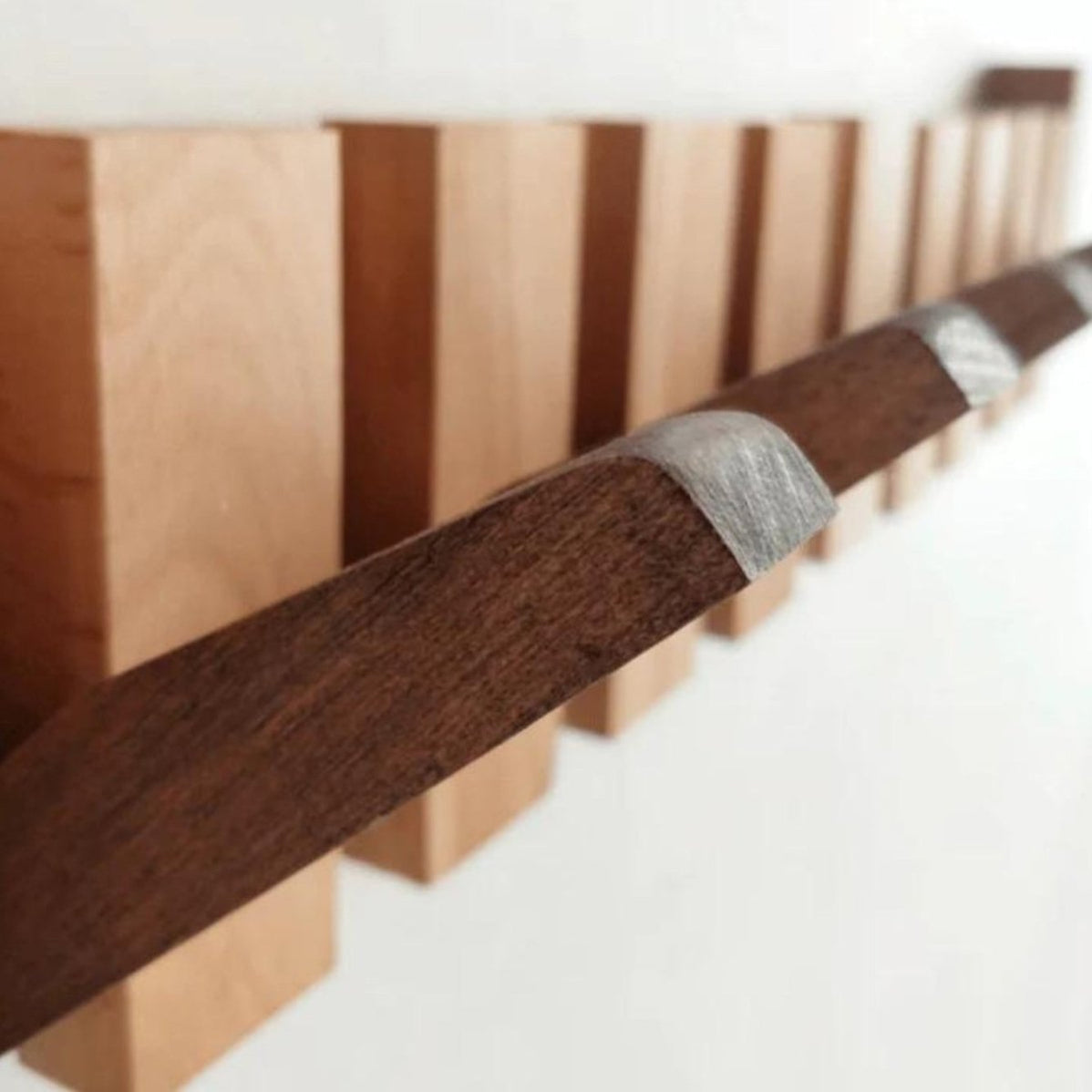 Wooden Wall Mounted Coat Rack With Extra Hooks Piano Design Ideal For Entryways | Lersk