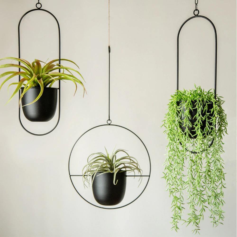 Nivara Inky Finish Metal Hanging Planter for Modern Homes | Lersk