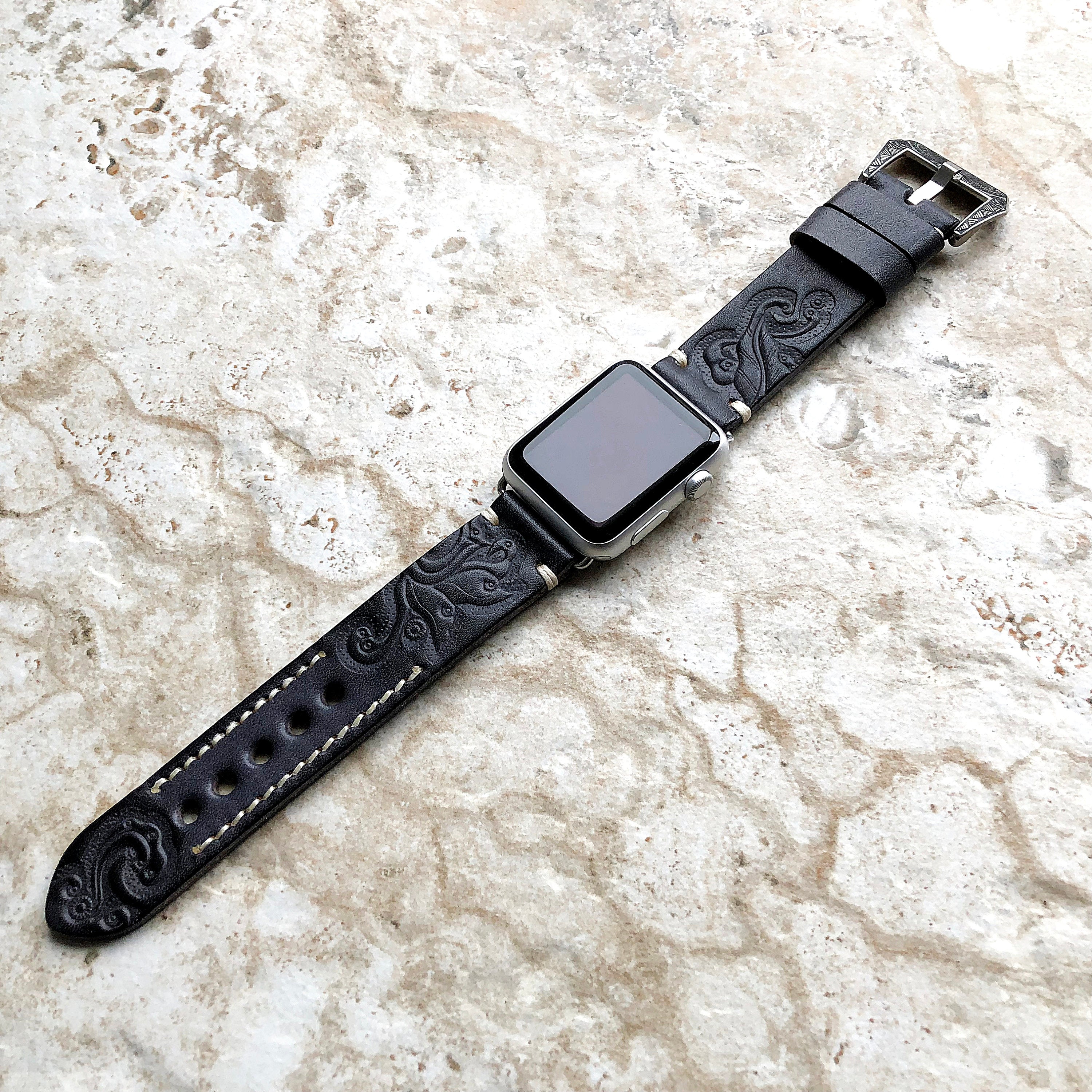 Sera Hand-Engraved Embossed Leather Band for Apple Watch | Lersk