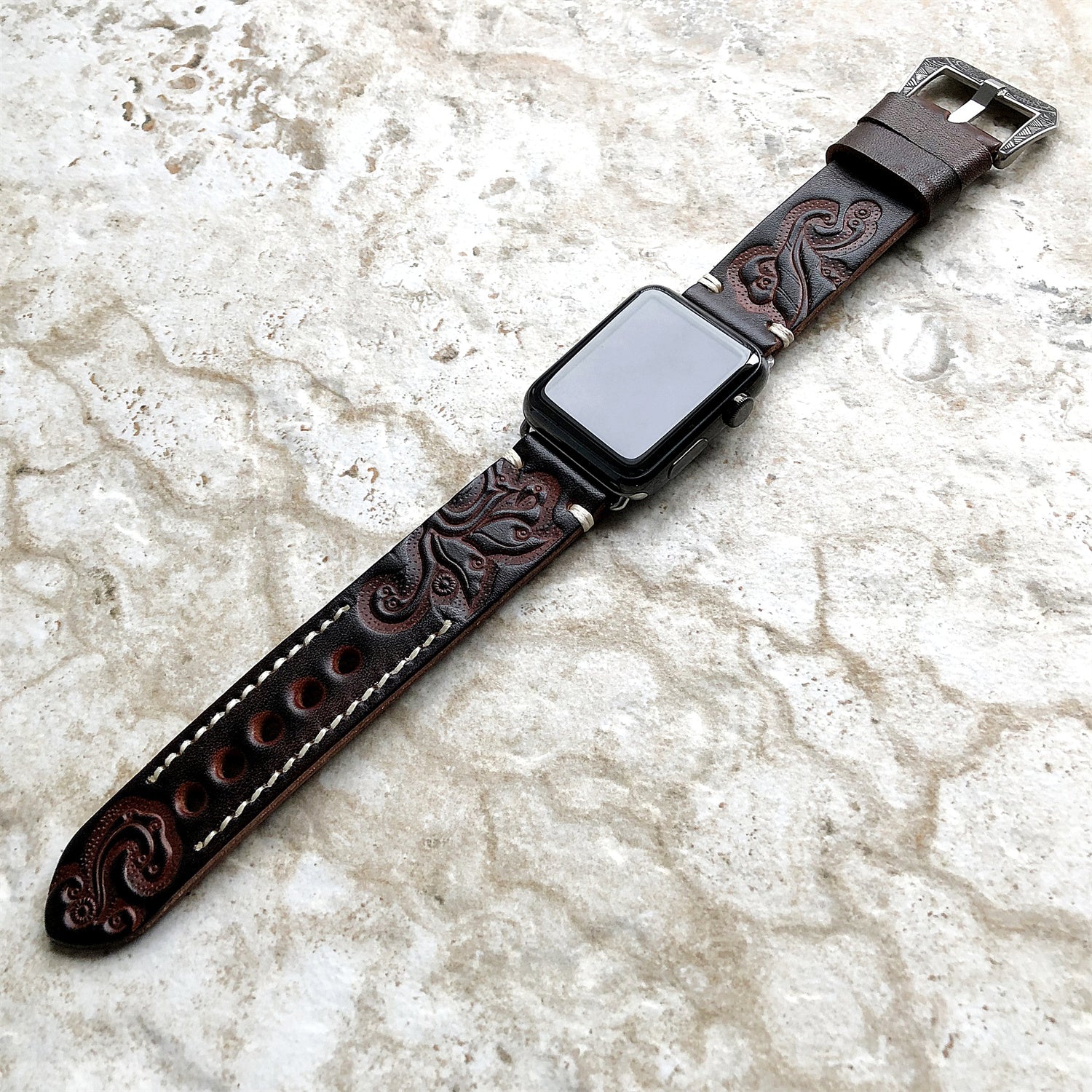 Sera Hand-Engraved Embossed Leather Band for Apple Watch | Lersk