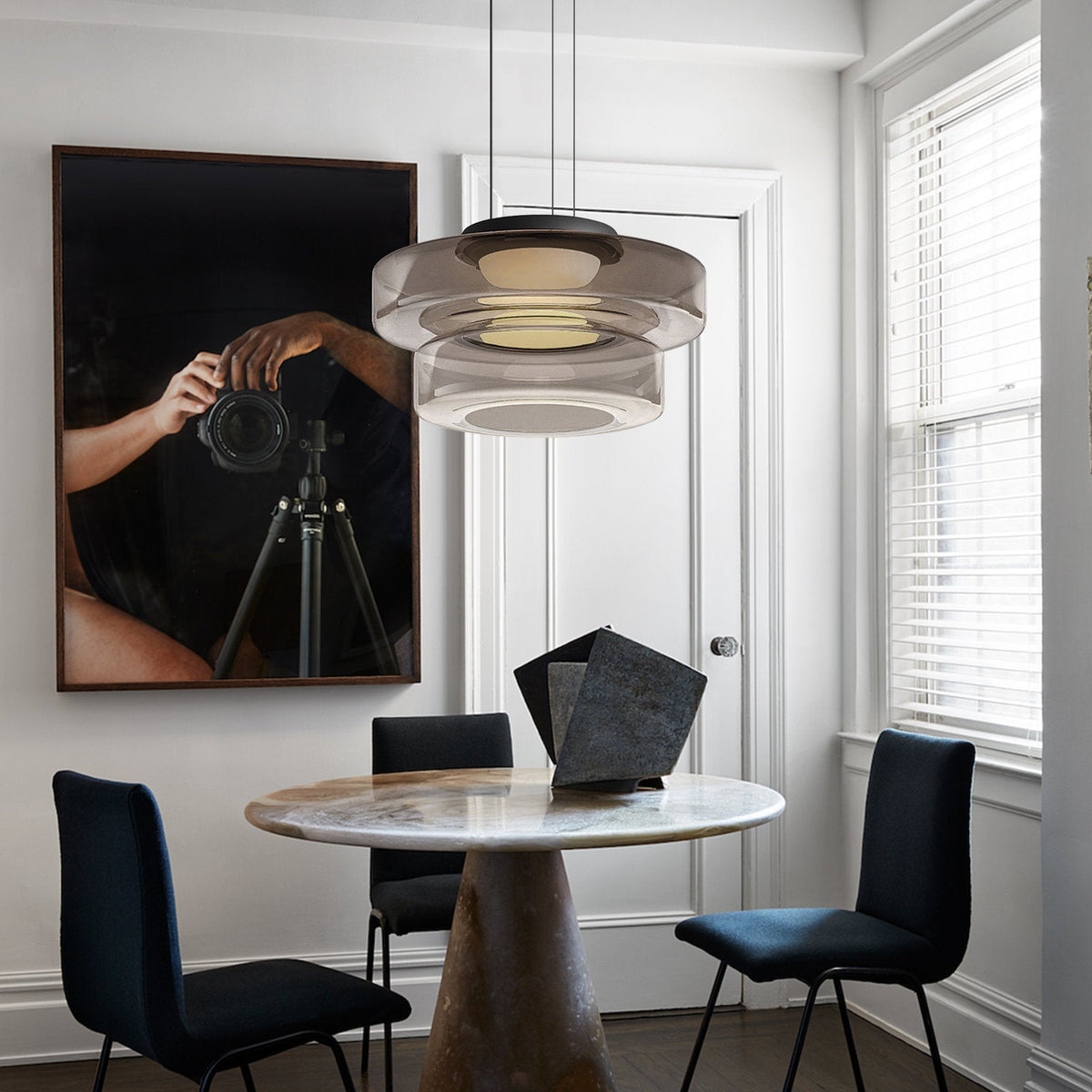 Asteron Glass Pendant Light in Bauhaus Style Ceiling Lamp