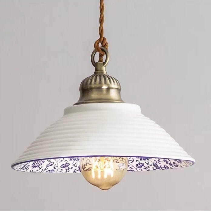 Lisboa LED Pendant Light, Ceramic Plate in Portuguese Tile Style, Bulb Included | Lersk