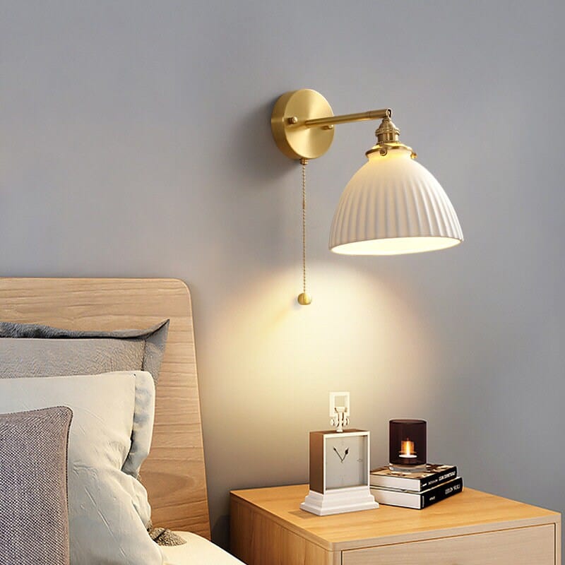 Handmade Ceramic Wall Sconce in Pleated Cup Design, Bulb Included | Lersk