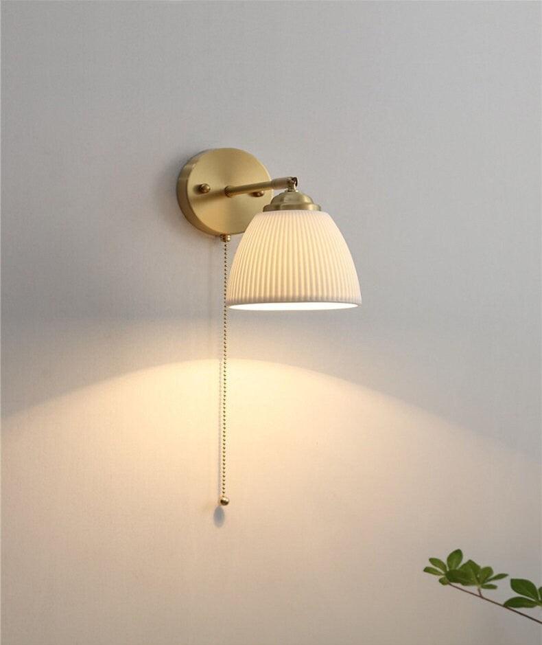 Maribel | Egg-Shaped Ribbed Ceramic Wall Light - Bulb Included | Lersk