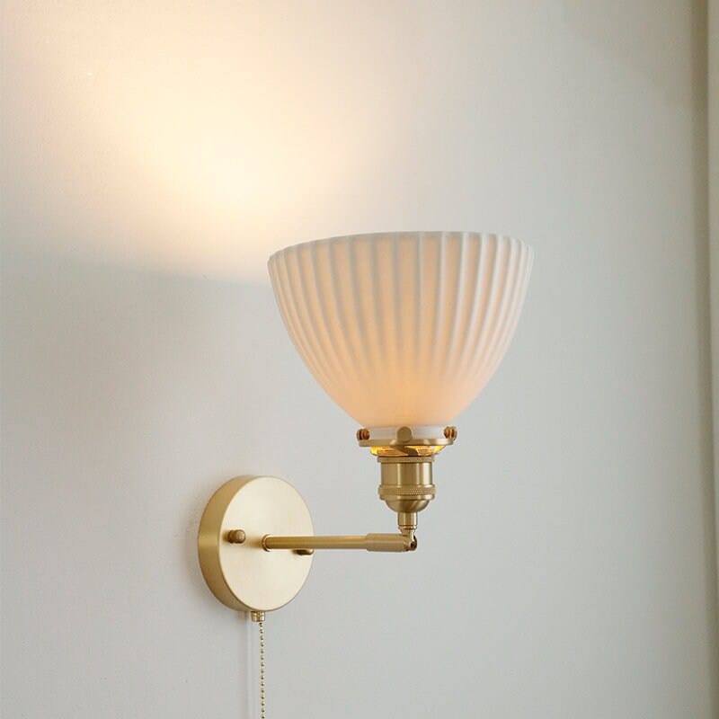 Handmade Ceramic Wall Sconce in Pleated Cup Design, Bulb Included | Lersk